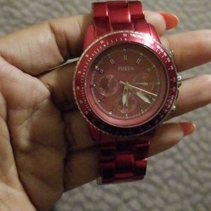 Fossil Red Aluminum Watch